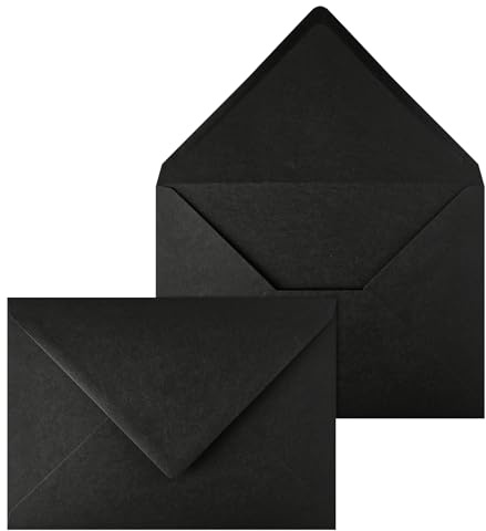 Netuno 50 stora svarta kuvert DIN C5 16,2 x 22,9 cm 150g eleganta stora svarta kuvert A5 lyx för bröllop Julinbjudningar