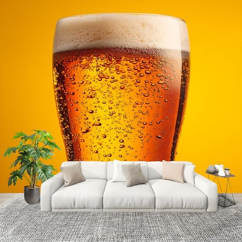 Papier Peints Geant Panoramique, ModèLe de Chope de BièRe GéAnte En 3d Personnalisé 3D, Pour Salon Chambre D'Enfant Murale Papier Peint Jaune Maison Décoration Intérieure 250x175 cm