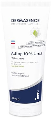 DERMASENCE Adtop 10% Urea Pflegecreme, 200 ml | Pflege für trockene bis sehr trockene Haut, mit 10 % Urea und Glycerin, stärkt die Hautbarriere, nicht fettend, parfümfrei