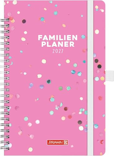 BRUNNEN 1070290017 Buchkalender Familienplaner 2027 Confetti A5, Papier: 2 Seiten = 1 Woche