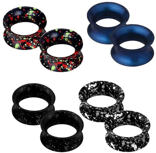 XSDSLS 4 Pair Silicone Ear Plugs Tunnels, Silicone Flesh Tunnels 6-18mm Double Flared Expander Ear Gauges Piercing Stretching Jewellery for Men Women (Set2, 12mm)