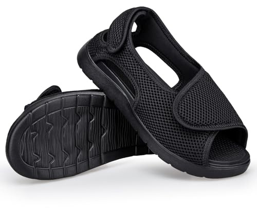 Gaatpot Chaussons Diabétiques Femmes Sandale Scratch Hommes Sandales de Rééducation Largeur Réglables Chaussures Orthopédique Eté