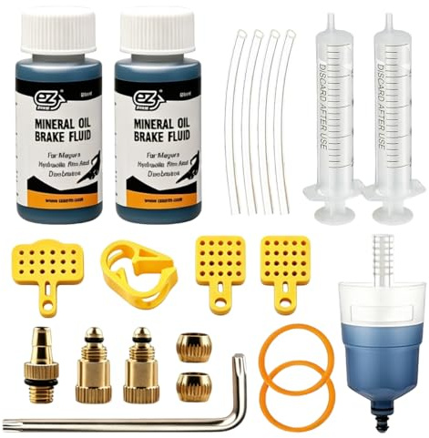 Bremsen Entlüftungsset für Shimano, TEKTRO und MAGURA Hydraulische Scheibenbremsen, Entlüftungskit Enthält 120 ml Bremsflüssigkeit, Transparenter Trichter