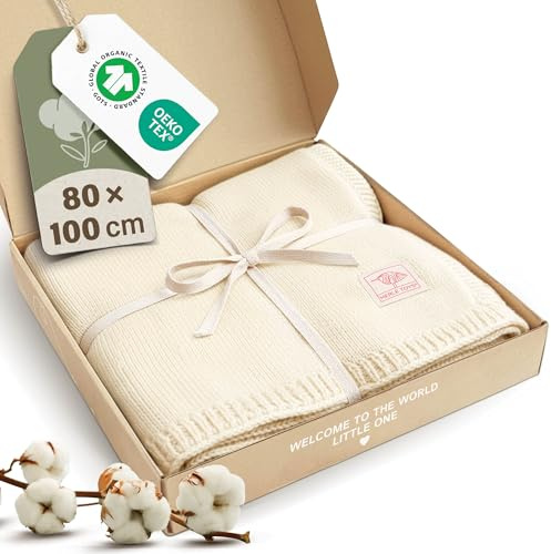 Merle Toys® Premium Coperta Neonato Cotone, 100% Biologica, Copertina Neonato Cotone Estiva e Inverno, Traspirante, Morbida e Termoregolatrice, Certificata GOTS, OEKO-TEX 100, 80x100cm, Bianco Perla