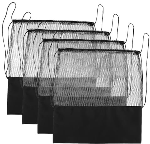 Healvian 4 Pezzi Zaino Coulisse in Rete per Palloni Sportivi, Borsa Oxford Nero, Design Multifunzionale Chiusura Rapida, per Allenamenti e Partite