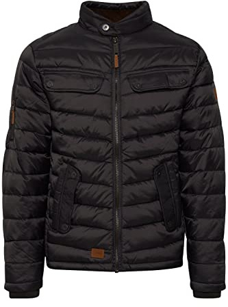 BLEND Camaro Men's Quilted Jacket Puffer Jacket Padded Jacket with Funnel Neck, Size:XXL, Colour:Black (70155)