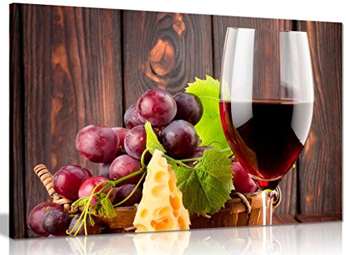 Vin och vindruvor kök vägg kanvas väggkonst bildtryck (30 x 20 tum)