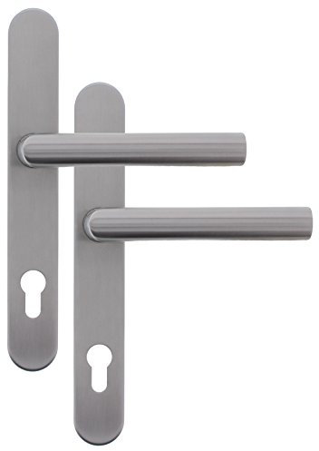 ToniTec Türgriff Schmalrahmengarnitur Edelstahl L-Form 92mm Profilzylinder Lochung Drückergarnitur 245 x 36 mm