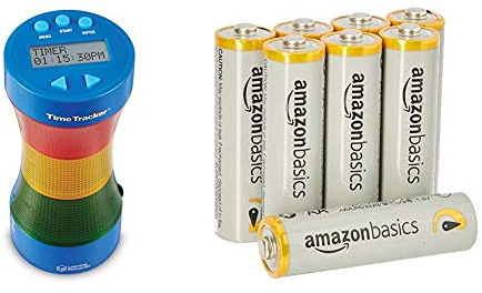 Learning Resources Time Tracker® Visual Timer & Uhr & Amazon Basics Performance Batterien Alkali, AA, 8 Stück (Design kann von Darstellung abweichen)