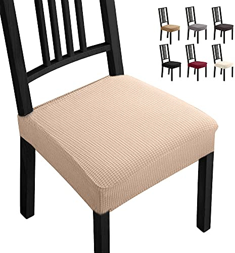 Fundas para sillas Pack de 4 Fundas sillas Comedor Fundas elásticas,Fundas de Asiento para Silla,Diseño Jacquard Cubiertas de la sillas,Extraíbles y Lavables-Decor Restaurante(Paquete de 4,Beige)-B