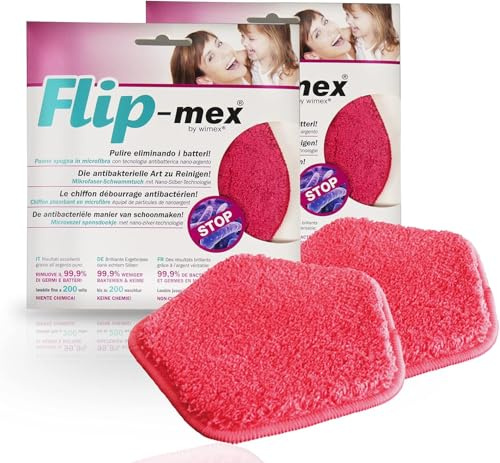 Bio-mex - Paño de Limpieza de Microfibra Flip-mex - 2x Bayetas Microfibras 16x16cm | Superabsorbente y antiolor con nanoplata. Paño de limpieza del hogar