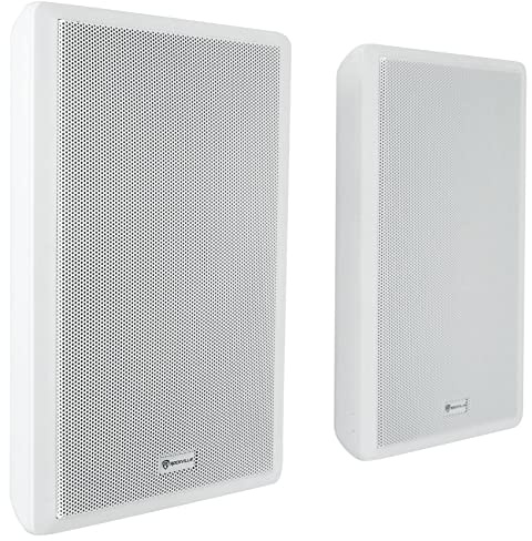 Rockville Pair RockSlim 70W White 5.25 70V Wall Speakers, Slim Design, Easy Install, Clear Sound, for Restaurants and Commercial Spaces