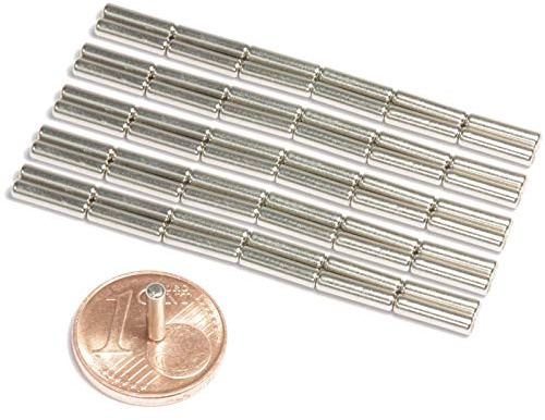 Neodym Magnete 100 Stück N45 Dauermagnet 2mm x 8mm Zylinder Stabmagnet Permanentmagnet Bastelmagnete Haftmagnete Extrem Stark