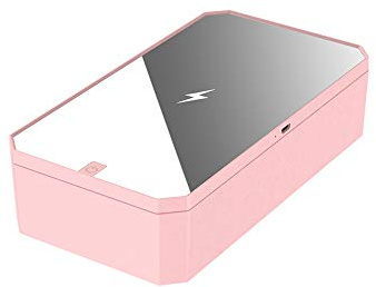 ZXLLAFT UV Sterilisator Box 4 in 1 UVC Desinfektionsbox 10W Schnellladung Tragbarer Multifunktions Smartphone Schmuck Sterilisationskoffer,Rosa