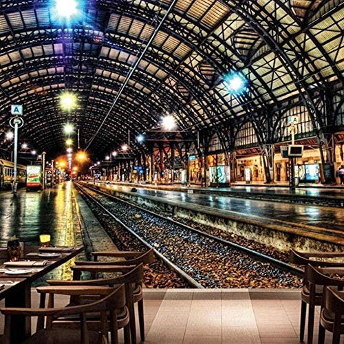 ZZXIAO Papel tapiz con motivos Tren de metro Papel tapiz fotográfico 3D Mural Papel tapiz con motivos Papel tapi para cocina Decoración Fotomural sala Pared Pintado Papel tapiz no tejido-200cm×140cm