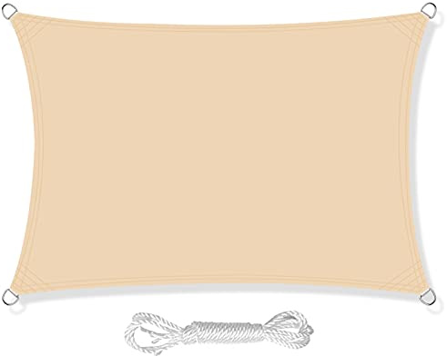 HEYOMART Sun Shade Sail 3m x 5m Rectangle Shade Sails Waterproof Outdoor Garden Patio Party Sunscreen Awning Canopy 98% UV Block With Free Rope, Yellow
