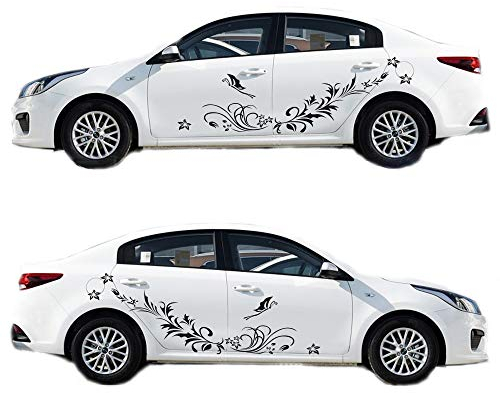 BININBOX universal doppelseitiger Autoaufkleber mit Blumen- und Rankendesign Motorhaubenaufkleber (Schwarz)