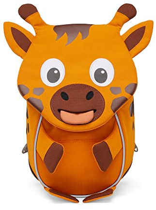 Affenzahn Kleiner Freund Kindergarten-Rucksack für 1-3 Jährige Ergonomisch Reflektierend Ziehzunge mit Namensschild Giraffe - Orange