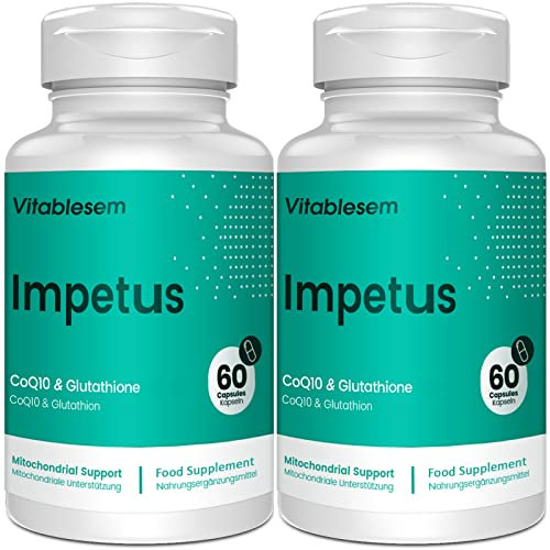 Coenzym Q10 Komplex 520 mg – Coenzym Q10 Hochdosiert – mit L-Glutathion – Fermentiertes Ubichinon, CoQ10 Ergänzung - 120 Vegane Kapseln, Sojafrei, Glutenfrei, 2 Packung