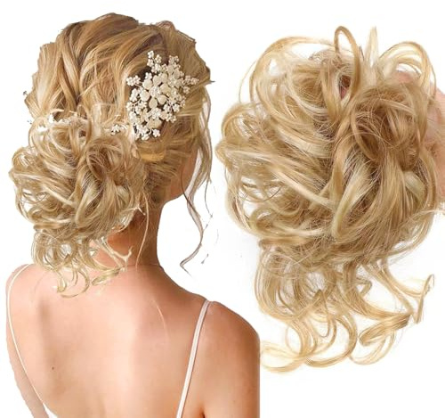 haarteil mit gummiband, große haarteile dutt blond haargummi mit haaren