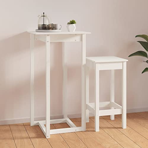 WIFESE Bartisch Weiß KüChentisch Stehtisch Kleiner Stehtische Bartisch KüChe Bistrotisch KüCheninsel Kleiner Esstisch Wandtisch Industrial MöBel Bar Tisch Massivholz Kiefer 60x60x110 cm