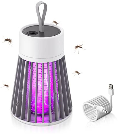 mizikuu Elektrische Mückenfalle, Mini Mückenlampe mit LED-Licht UV Insektenvernichter Insektenlampe USB Tragbar Mücken Fliegenkillerfalle für Schlafzimmer, Küche, Innen, Aussen Gärten