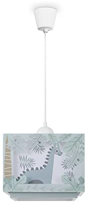 Paco Home Chambre Enfant Plafonnier Suspension Abat-Jour Tissu Arc-En-Ciel Étoile Lion Dinosaure Lune E27 Câble Textile, Type de lampe:Lampe à suspension - Type 3, Couleur:Vert