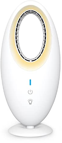 Luqeeg Schreibtisch Ventilator ohne Flügel – Kleiner Tischventilator mit Touch Steuerung & LED Licht – Wiederaufladbarer Oszillierender USB Ventilator für Schlafzimmer Büro, zu Hause