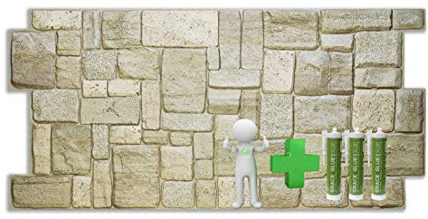 Grace Baltic – Pannelli da parete 3D per decorazione di pareti interne in PVC Pannelli di colore (10 pezzi + 3 tubi di colla)