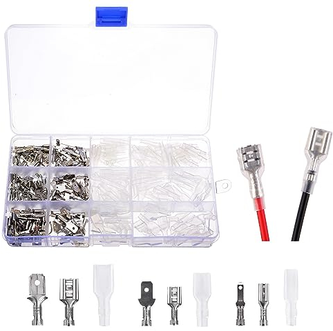 Kabelschuhe Set, Flachsteckhülsen Set, Kabelschuhe Flachstecker, Spade Kabelschuhe, Männlich Weiblich Flachsteckverbinder, 2,8 mm 4,8 mm 6,3 mm Kabelstecker Set, 270pcs, Für Car Audio Lautsprecher