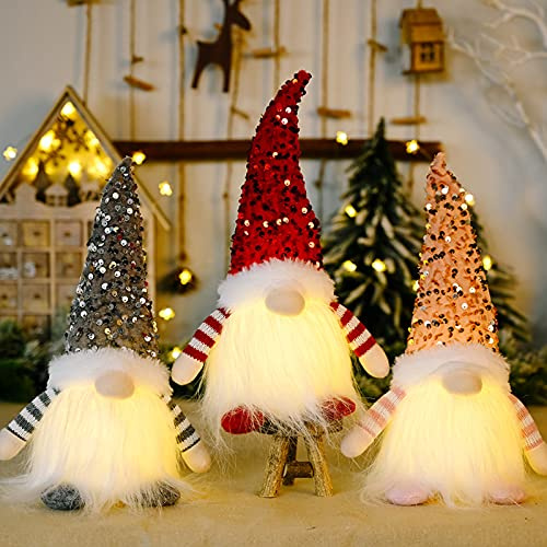 ACAREY Weihnachtsdeko 3 Stück Weihnachten Deko Wichtel mit LED Licht, Weihnachtsdeko Amerikanisch, Schwedischen Weihnachtsmann, Weihnachtsschmuck Wichtel Geschenke für Kinder Wohnkultur Weihnachten