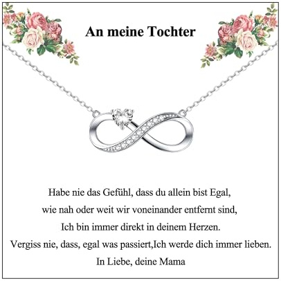 CERSLIMO Geschenke für Mutter/Schwester/Freundin/Tochter/Frau , Kette Silber 925 Unendlichkeitszeichen Halskette Infinity Herz Zirkonia Anhänger Mama Geburtstag/Freundschafts/Hochzeitstag Geschenk Weihnachten Muttertagsgeschenke Valentinstag