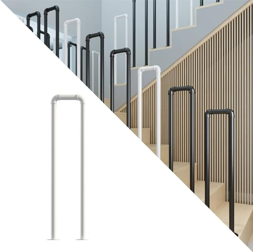 Ywanwj Metal Stairs Handrail Fits Matte Black Stair Rail Wrought Iron Handrail with Installation Kit Hand Rails for Outdoor Steps for Decking Garden Terrace Balcony