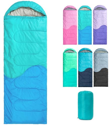 Sleeping Bag - 3 Seasons for Adults Kids Boys Girls Camping Hiking - Warm Cold Weather Lightweight Portable with Compression Bag for Backpacking in Spring, Summer, Fall and Winter