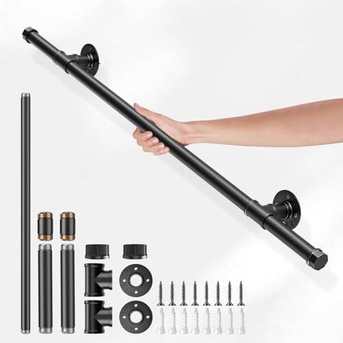 Passamano per Scale Interne, Couleeur Indoor e Outdoor Scale Ringhiere, Montaggio a Parete Scale Ringhiera per Anziani Disabili Gradini Corrimano Zincato Industriale Antiscivolo Passamano (1M)