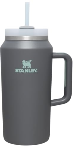 STANLEY Quencher H2.0 FlowState - Vaso aislado al vacío de acero inoxidable con tapa y popote para agua, té helado o café (carbón, 64 onzas)