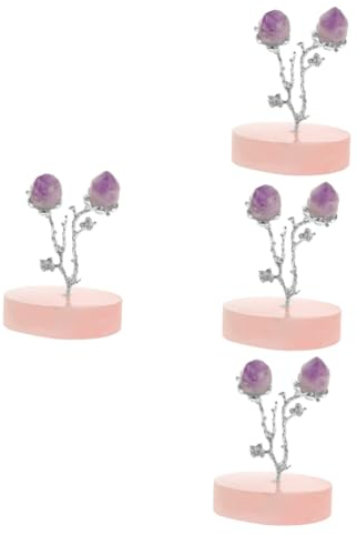 Ciieeo Wohnkultur 4 Stück Kristallknospenbaum Schreibtisch-schmuckstücke Künstlicher Baum Dekorationen Für Zu Hause Wohlstandsstatue Geldbaum-Bonsai Büro Metall Haushalt Zubehör