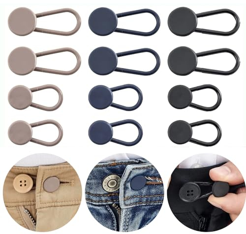 Landrain 12 Stück 2 Größen Hosenknopf Verlängerung, Verstellbarer Knopfverlängerung für Hosen