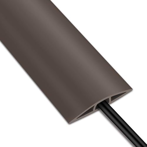 Floor Cable Covers for Wires Floor Cable Protector Brown with Pre-Cut Cord Channel, 2M PVC Cable Floor Cover for Indoor Home Office Gym Carpet Tidy Mat
