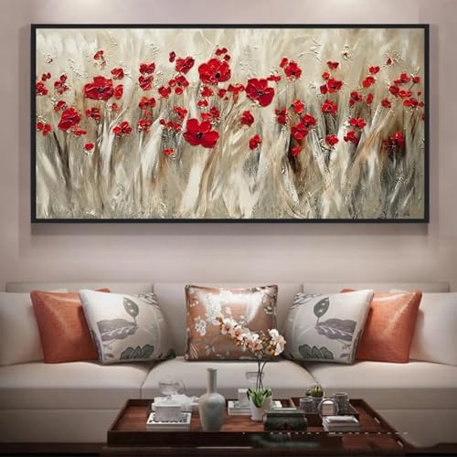HYFBH Stampa artistica su tela con cornice, grandi fiori dipinti, quadri di paesaggi, decorazioni murali per soggiorno, 100x200cm/39x79in con cornice