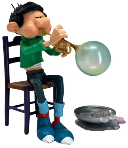Plastoy Gaston Lagaffe Figur Gaston Erfindung Seifenblasentrompete - Kunstharz - 16 cm