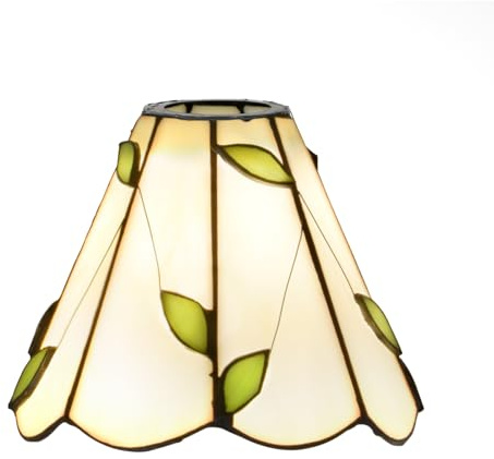 15,2 cm Tiffany Buntglas-Ersatz-Lampenschirm, pastorales Design, Heimdekoration, für Kronleuchter, Wandlampe, Deckenleuchte (warme Blätter, großer Mund)