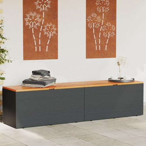 Woonisher Gartentruhe Schwarz 283L Poly Rattan aufbewahrungsbox Garten