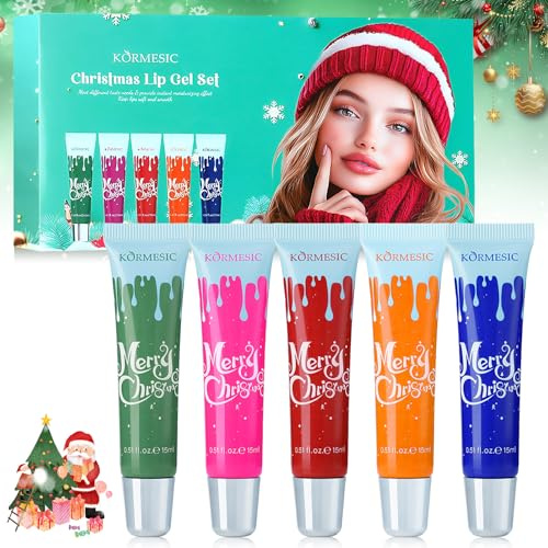Set di Natale per la Cura delle Labbra, Set di Balsami Labbra Nutrienti per Schiarire le Rughe, Idratante e Facile da Applicare