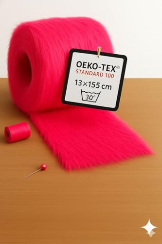 StoffBook PINK OEKO-TEX LANGHAAR FLOKATI FELL DIY REQUISITEN FOTOSHOOTING KARNEVAL BEKLEIDUNG,13x155cm