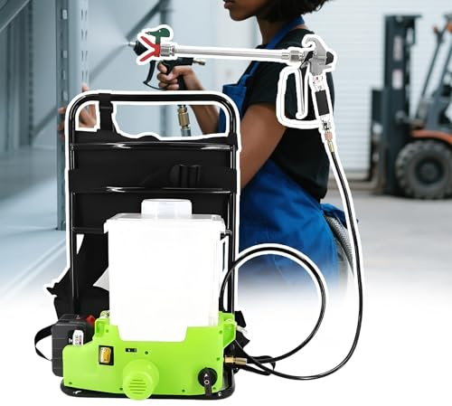 forplubossmmp Pistola A Spruzzo per Pareti Ad Alta Pressione Senza Fili A Zaino, Motore da 500 W con Portata di 1,2 L/Min, Telaio Leggero Tubo Flessibile da 1,5 M per Soffitti/Recinzioni NoPowerCord
