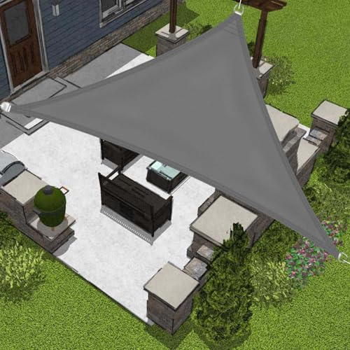 Vela parasole triangolare impermeabile, 6 x 6 m, colore grigio, per patio, protezione UV al 95%, copertura ombreggiante per esterni, per giardino, posto auto coperto, balcone, pergolato e campeggio