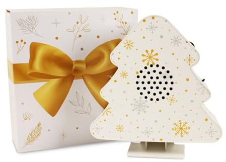 Miraval Weihnachtsmelodiebox mit LED-Beleuchtung, Weiß, Touch-Steuerung, 5 Weihnachtsmelodien, Bewegungssensor, USB-C, Timer-Funktion, Festliche Dekoration mit Schneeflocken-Design