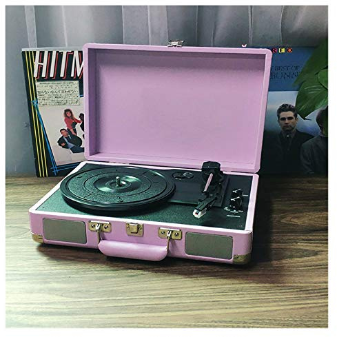 Turntable High-end Portable Luggage Gramophone Vinyl Record Player Bluetooth 5.0 33 45 78RPM Gramophone Retro Record Player(Purple)