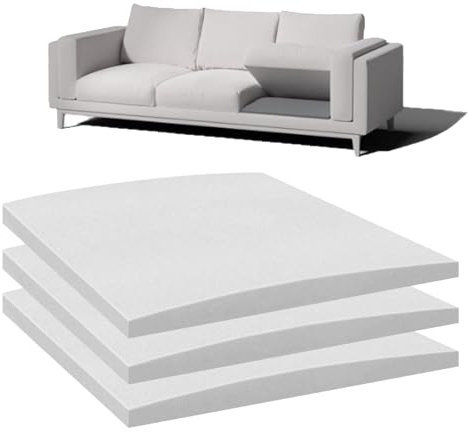 Högdensitets skumsoffa kudde stödbräda 50 × 50 cm under kudde dyna för hängande säten vitt pälsstöd för att förbättra komforten och förlänga sofflivslängden (3-pack)